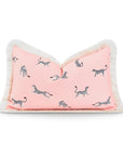 Tropical Indoor Outdoor Lumbar Pillow Cover, Leopard Fringe, Pink, 12"x20"