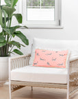Tropical Indoor Outdoor Lumbar Pillow Cover, Leopard Fringe, Pink, 12"x20"