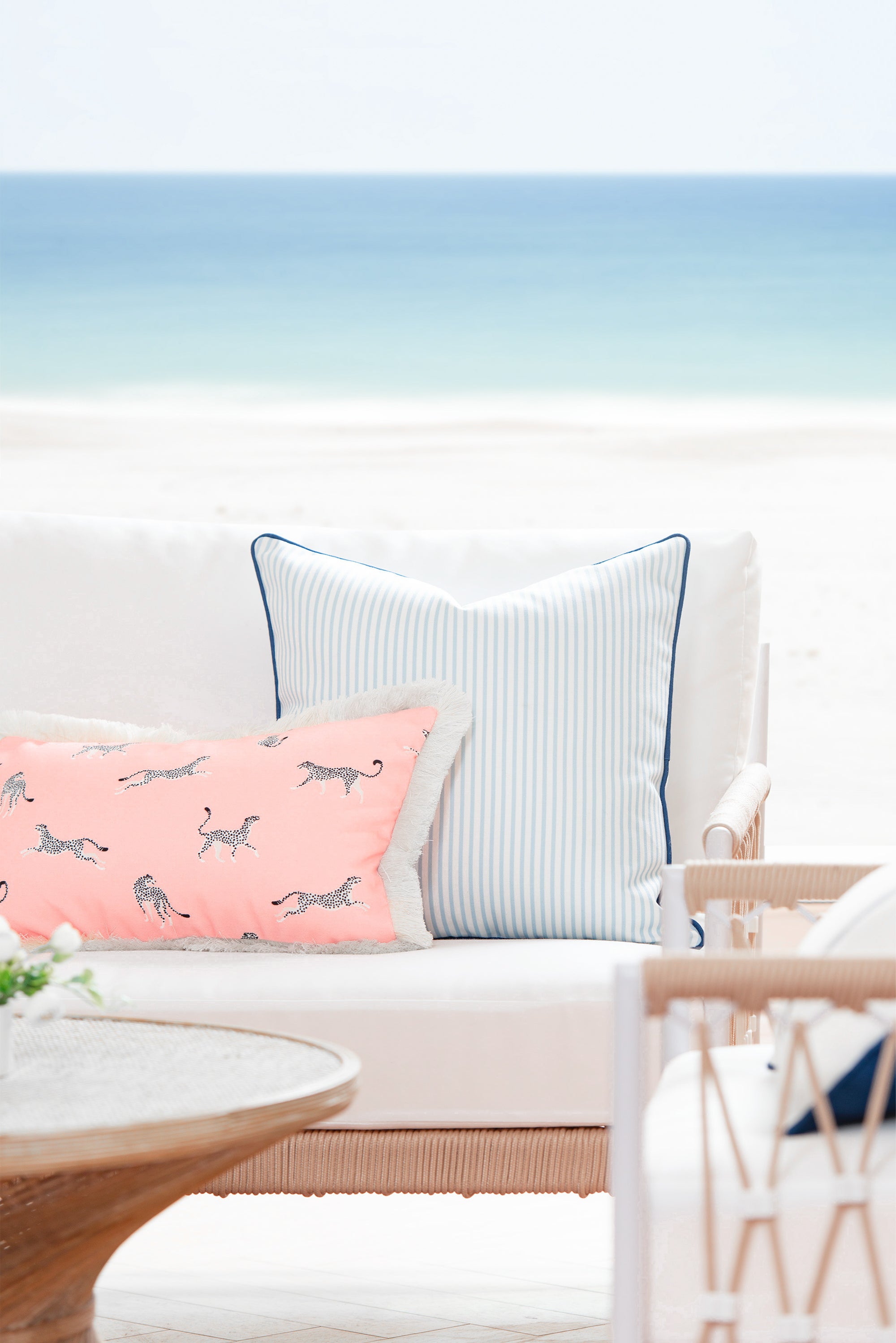 Tropical Indoor Outdoor Lumbar Pillow Cover, Leopard Fringe, Pink, 12"x20"