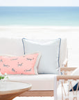 Tropical Indoor Outdoor Lumbar Pillow Cover, Leopard Fringe, Pink, 12"x20"