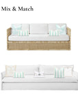 Fall Coastal Indoor Outdoor Lumbar Pillow Cover, Stripe Fringe, Muted Aqua, 12"x20"
