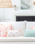 Coastal Indoor Outdoor Pillow Cover, Stripe Tassel, Muted Aqua Blush Pink, 18"x18"