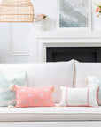 Fall Coastal Indoor Outdoor Pillow Cover, Floral Tassel, Muted Aqua, 18"x18"