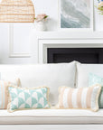 Fall Coastal Indoor Outdoor Pillow Cover, Stripe Fringe, Neutral Tan, 20"x20"