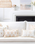 Fall Coastal Indoor Outdoor Pillow Cover, Gingham Fringe, Neutral Tan, 20"x20"