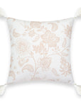 Fall Coastal Indoor Outdoor Pillow Cover, Floral Tassel, Neutral Tan, 18"x18"