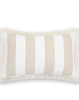 Fall Coastal Indoor Outdoor Lumbar Pillow Cover, Stripe Fringe, Neutral Tan, 12"x20"