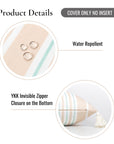 Fall Coastal Indoor Outdoor Pillow Cover, Stripe Tassel, Muted Aqua Neutral Tan, 18"x18"