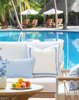 Coastal Indoor Outdoor Lumbar Pillow Cover, Stripe, Cornflower Blue, 12"x20"
