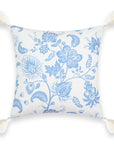 Coastal Indoor Outdoor Pillow Cover, Floral Tassel, Cornflower Blue, 18"x18"