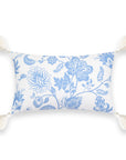 Coastal Indoor Outdoor Lumbar Pillow Cover, Floral Tassel, Cornflower Blue, 12"x20"