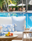 Coastal Indoor Outdoor Lumbar Pillow Cover, Floral Tassel, Cornflower Blue, 12"x20"