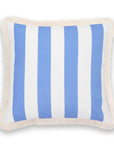 Coastal Indoor Outdoor Pillow Cover, Stripe Fringe, Cornflower Blue, 20"x20"