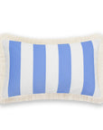 Coastal Indoor Outdoor Lumbar Pillow Cover, Stripe Fringe, Cornflower Blue, 12"x20"