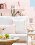 Coastal Indoor Outdoor Lumbar Pillow Cover, Stripe, Blush Pink, 12"x20"