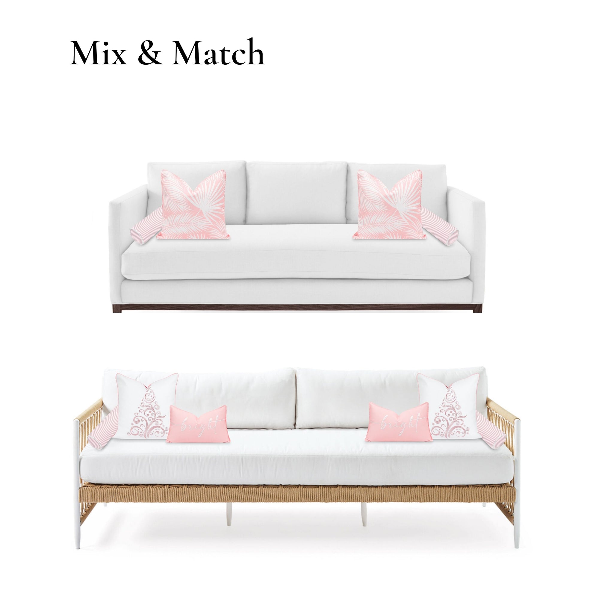 Coastal Indoor Outdoor Bolster Pillow Cover, Stripe, Blush Pink, 6"x20"