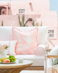 Coastal Indoor Outdoor Bolster Pillow Cover, Stripe, Blush Pink, 6"x20"