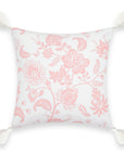 Coastal Indoor Outdoor Pillow Cover, Floral Tassel, Blush Pink, 18"x18"