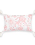 Coastal Indoor Outdoor Lumbar Pillow Cover, Floral Tassel, Blush Pink, 12"x20"