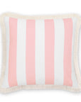 Coastal Indoor Outdoor Pillow Cover, Stripe Fringe, Blush Pink, 20"x20"