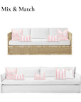 Coastal Indoor Outdoor Lumbar Pillow Cover, Stripe Fringe, Blush Pink, 12"x20"