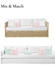 Coastal Indoor Outdoor Pillow Cover, Stripe Tassel, Muted Aqua Blush Pink, 18"x18"