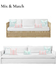 Coastal Indoor Outdoor Lumbar Pillow Cover, Stripe Tassel, Muted Aqua Blush Pink, 12"x20"