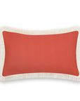 Fall Coastal Indoor Outdoor Lumbar Pillow Cover, Solid Rust Orange Fringe, 12"x20"
