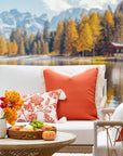 Fall Coastal Indoor Outdoor Lumbar Pillow Cover, Floral Tassel, Rust Orange, 12"x20"
