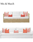 Fall Coastal Indoor Outdoor Pillow Cover, Stripe Fringe, Rust Orange, 20"x20"