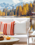 Fall Coastal Indoor Outdoor Pillow Cover, Stripe Tassel, Rust Orange, 18"x18"