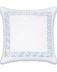 Coastal Indoor Outdoor Throw Pillow Cover, Embroidered Greek Key with Piping, Baby Blue, 20"x20"