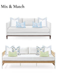 Coastal Indoor Outdoor Throw Pillow Cover, Embroidered Greek Key with Piping, Baby Blue, 20"x20"