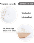 Coastal Indoor Outdoor Lumbar Pillow Cover, Embroidered Greek Key with Piping, Neutral Tan, 12"x20"