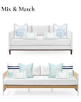 Coastal Indoor Outdoor Lumbar Pillow Cover, Embroidered Greek Key with Piping, Aqua, 12"x20"