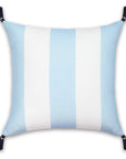 Coastal Indoor Outdoor Throw Pillow Cover, Wide Stripes with Tassels, Baby Blue, 20"x20"