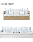 Coastal Indoor Outdoor Throw Pillow Cover, Wide Stripes with Tassels, Baby Blue, 20"x20"