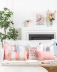Coastal Indoor Outdoor Throw Pillow Cover, Wide Stripes with Tassels, Baby Blue, 20"x20"
