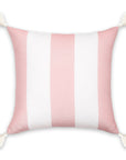 Coastal Indoor Outdoor Throw Pillow Cover, Wide Stripes with Tassels, Blush Pink, 20"x20"