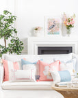 Coastal Indoor Outdoor Throw Pillow Cover, Wide Stripes with Tassels, Blush Pink, 20"x20"