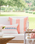 Coastal Indoor Outdoor Throw Pillow Cover, Wide Stripes with Tassels, Blush Pink, 20"x20"