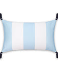 Coastal Indoor Outdoor Lumbar Pillow Cover, Wide Stripes with Tassels, Baby Blue, 12"x20"