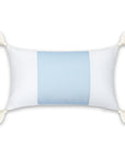 Coastal Indoor Outdoor Lumbar Pillow Cover, Color Block with Tassels, Baby Blue, 12"x20"
