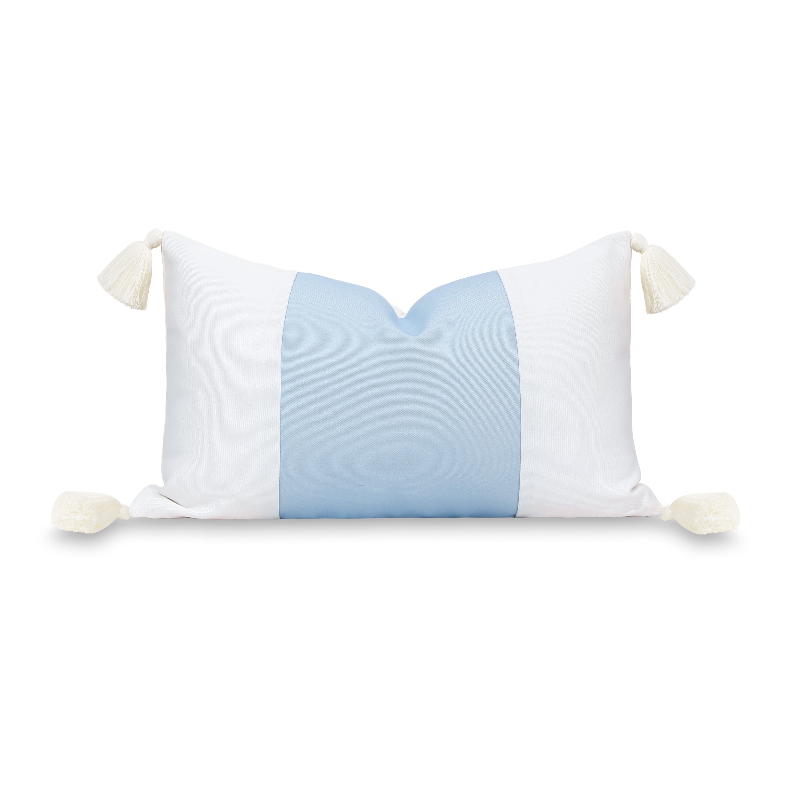◆GLOWNY◆ DREAM CLOUD PILLOW COVER BABY BLUE STRIPE GY25LW Coastal Indoor Outdoor Lumbar Pillow Cover, Color Block with