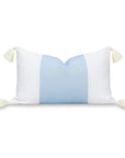 Coastal Indoor Outdoor Lumbar Pillow Cover, Color Block with Tassels, Baby Blue, 12"x20"