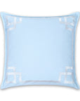 Coastal Indoor Outdoor Throw Pillow Cover, Embroidered Frame Greek Key, Baby Blue, 20"x20"