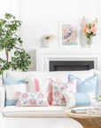 Coastal Indoor Outdoor Throw Pillow Cover, Embroidered Frame Greek Key, Baby Blue, 20"x20"