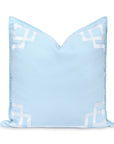 Coastal Indoor Outdoor Throw Pillow Cover, Embroidered Frame Greek Key, Baby Blue, 20"x20"