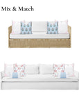 Coastal Indoor Outdoor Throw Pillow Cover, Embroidered Frame Greek Key, Blush Pink, 20"x20"