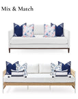 Coastal Indoor Outdoor Throw Pillow Cover, Embroidered Frame Greek Key, Navy Blue, 20"x20"